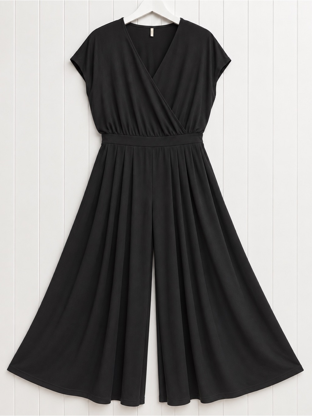 Halara V Neck Waffle Black Wide Leg Jumpsuit 3X NWT